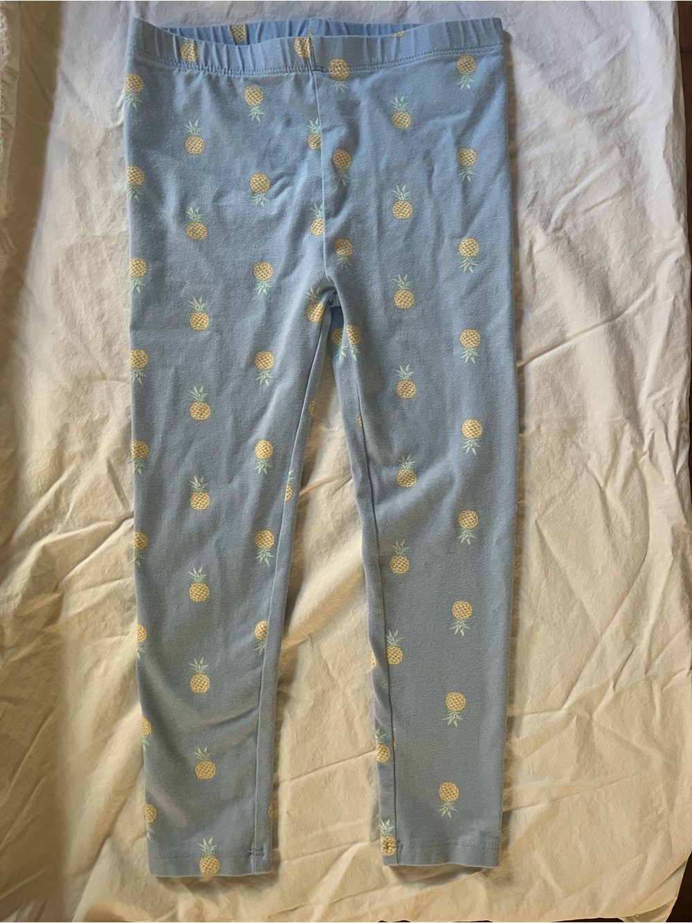 Light Blue Pineapple Print Kids Leggings